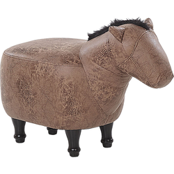 Beliani HORSE - Dierenhocker-Donkere houtkleur-Kunstleer