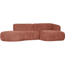 WOOOD Polly Chaise Longue Rechts - Polyester - Roze - 71x258x105/150