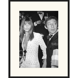 Any Image Print 'Jane Birkin & Serge Gainsbourg' - Schilderij - Wanddecoratie - Inclusief beukenhouten lijst - Poster - 73x93cm - Zwarte lijst met Passe Partout