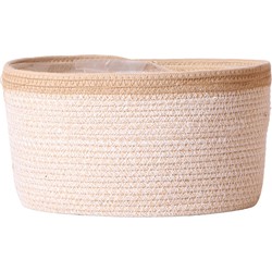 Kolibri Home | Cotton Basket dish wit - Cotton gevlochten schaal met wit detail - potmaat Ø30cm
