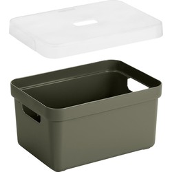 4x stuks opbergboxen/opbergmanden groen van 5 liter kunststof met transparante deksel - Opbergbox