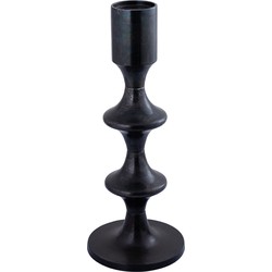 PTMD Taika Black alu round candle holder tabs low