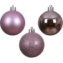 Decoris kleine kerstballen - 14x - lila paars - 3 cm -kunststof - Kerstbal