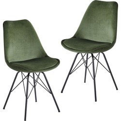 Pippa Design set van 2 fluwelen eetkamerstoelen - groen