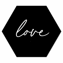 Label2X Muurhexagon love zwart Forex / 18 x 15 cm - 18 x 15 cm