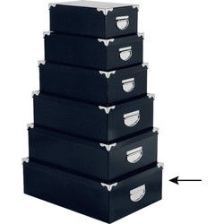 5Five Opbergdoos/box - donkerblauw - L48xB33xH16 cm - Karton - Opbergbox
