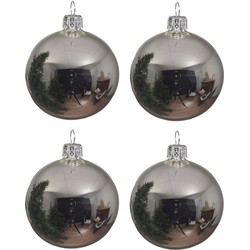 4x Glazen kerstballen glans zilver 10 cm kerstboom versiering - Kerstbal