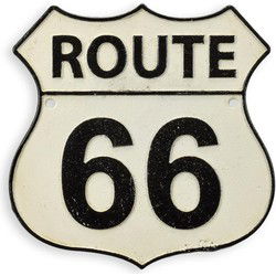 Gietijzeren "route 66"-plaquette