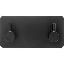 XIVADA Handdoekhaken Duo - Rvs - Plakstrip - Zwart - 2 in 1