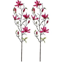 2x Magnolia beverboom kunstbloemen takken 80 cm decoratie - Kunstplanten