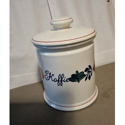 Boerenbont Voorraadpot Koffie 1.5 ltr Aardewerk met wit deksel