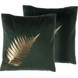 FERN  - Sierkussen set van 2 - Donkergroen - 45 x 45 cm - Fluweel