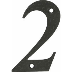 AMIG Huisnummer 2 - staal - 10cm - incl. schroeven - zwart - Huisnummers