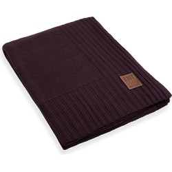 Knit Factory Uni Gebreid Plaid - Woondeken - Kleed - Aubergine - 160x130 cm