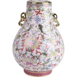 Fine Asianliving Chinese Vaas Porselein Wit Handgeschilderd D22xH31cm