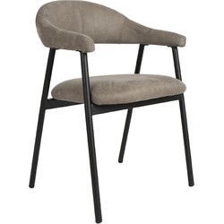 LABEL51 Eetkamerstoel Amaze - Taupe - Micro Suede - Black Frame