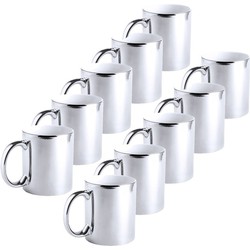 10x Zilveren koffie mokken/bekers met metallic glans 350 ml - Bekers