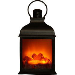 Anna's Collection Sfeerhaard -zwart - LED verlichting- 15 x 12 x 23 cm - Sfeerhaarden