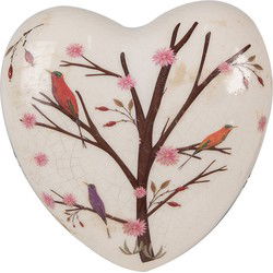 Clayre & Eef Decoratie Hart Beige Bruin Keramiek Takken