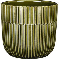 Mica Decorations - Plantenpot - groen - stripes - D17,5 x H16 cm - Plantenpotten
