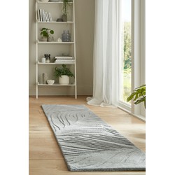 Moderne Loper Wol - Lino Leaf Grijs VLOERKLEED