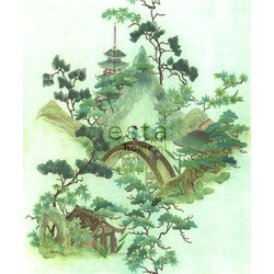 ESTAhome fotobehang chinoiserie groen en bruin