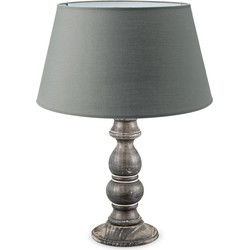 Home sweet home tafellamp Banjo vintage bruin & lampenkap Largo - grijs