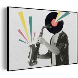 Muurwerken Akoestisch Schilderij - De saxofoon - Geluidsdempend Wandpaneel - Wanddecoratie - Geluidsisolatie - PRO (AW 0.90) S (70x50)
