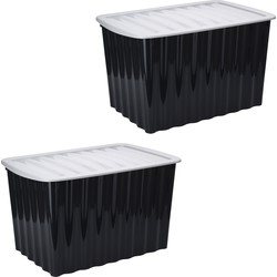 2x Stuks Opbergdozen/organizers met deksel - kunststof - 84 Liter - Opbergbox