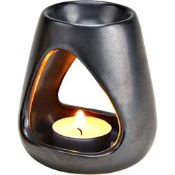 Geurbrander voor amberblokjes/geurolie - keramiek - zilver - 9 x 10 x 9 cm - Geurbranders