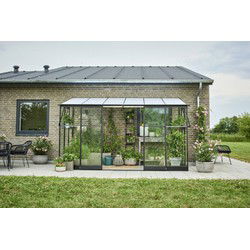 Muurkas Qube Lean-to 612 zwart 3 mm veiligheidsglas 6 mm polycarbonaat