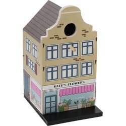 Pro Garden Vogelhuisje - grachtenpand design - hout - beige - 15 x 12 x 23 cm- nestkastje - Vogelhuisjes