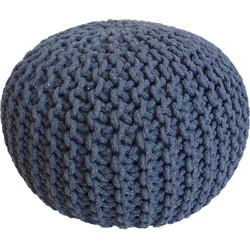 SVJ Poef Rond - 55 x 55 x 37 cm - Katoen - Blauw