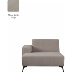 LABEL51 Bank Nero - Taupe - Micro Suede - Longchair Arm Links Voorstaand