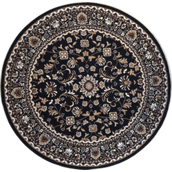 Nain Klassiek - Rond - Laagpolig Oosters Vloerkleed - Vintage Tapijt - Zwart- 200 CM ROND