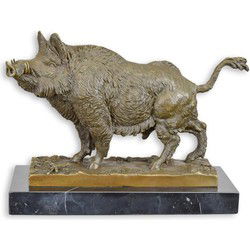 A BRONZE SCULPTURE OF A WILD BOAR