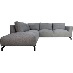 HSM Collection-Hoek Loungebank Links Stockton-248x261x88-Grijs/Zwart-Stof/Metaal