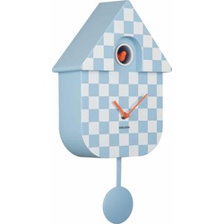 Wandklok Modern Cuckoo Checker - Blauw - 8.5x21.5x40.5cm