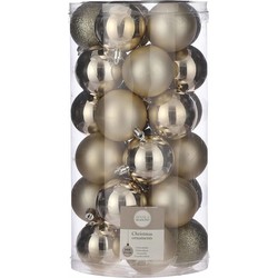 Kerstballen - 30x st - licht champagne - D6 cm - kunststof - Kerstbal