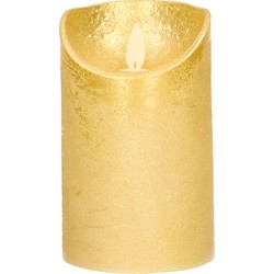 1x LED kaarsen/stompkaarsen goud met dansvlam 12,5 cm - LED kaarsen
