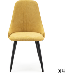 Set van 4 stoelen in stof met zwarte metalen poten L50 cm - MANI