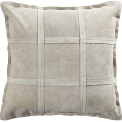 PTMD Cobie Taupe suede leather cushion square S