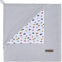 Baby's Only Gebreide wikkeldeken - Omslagdoek baby Leaf - Zilvergrijs - 75x75 cm