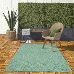 Lilah Indoor & Outdoor Groen vloerkleed - Geruit - 140 X 200 CM