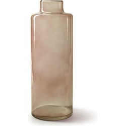Jodeco Bloemenvaas Willem - transparant beige glas - D11,5 x H32 cm - fles vorm vaas - Vazen