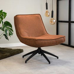 Industriële draaibare fauteuil cognac Tommy eco leer
