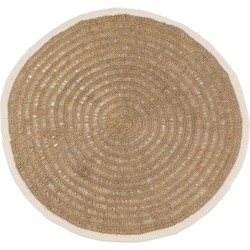 Het ronde tapijt van zeegras en katoen - natuurlijk wit - 150