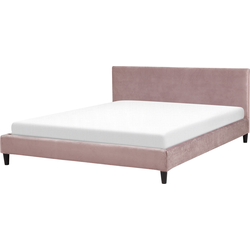 Beliani FITOU - Tweepersoonsbed-Roze-Fluweel