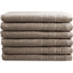 OUTLET BADTEXTIEL - set van 6 - gastendoek 30x50 - taupe