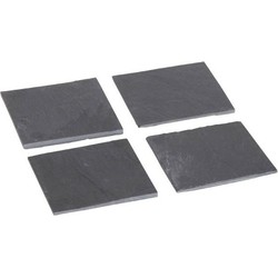 Leisteen onderzetters 4x stuks 10 cm - Glazenonderzetters